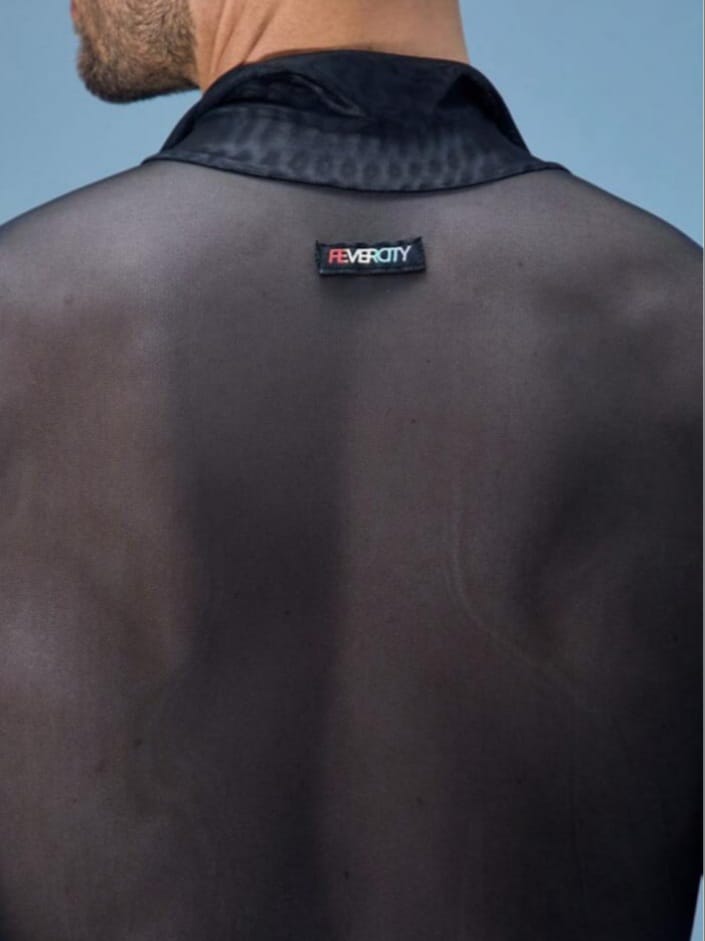 men's angal print sheer sexy long sleeve daily bodysuit